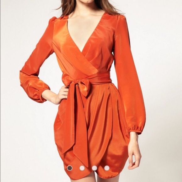 orange wrap dress